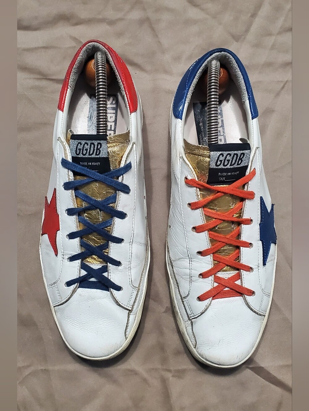 Rare Golden Goose Superstar White Leather Sneakers Mismatched EU 41 Unisex Adult